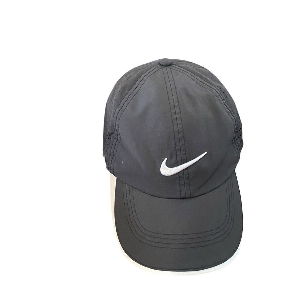 Nike Golf Hat Cap Black adjustable velcro strapback drift air vents white swoosh